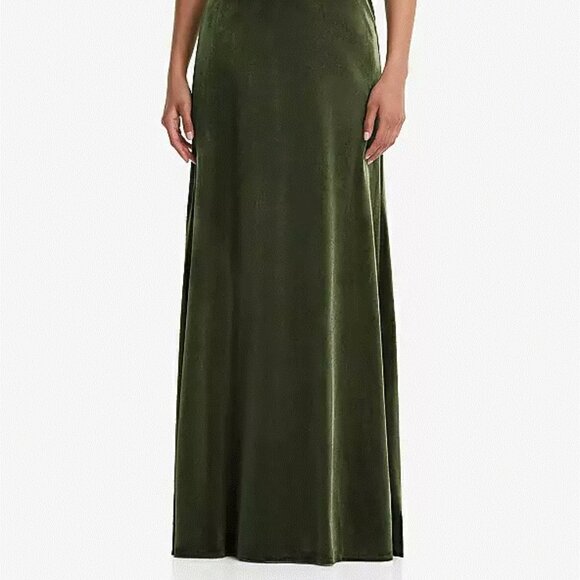 Plunging Neckline Velvet Maxi Dress W/Criss Cross Back...TH082..Olive Green...L - Picture 2 of 7